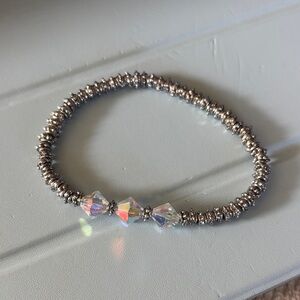 Silver Beaded Bracelet with Crystal Accents
